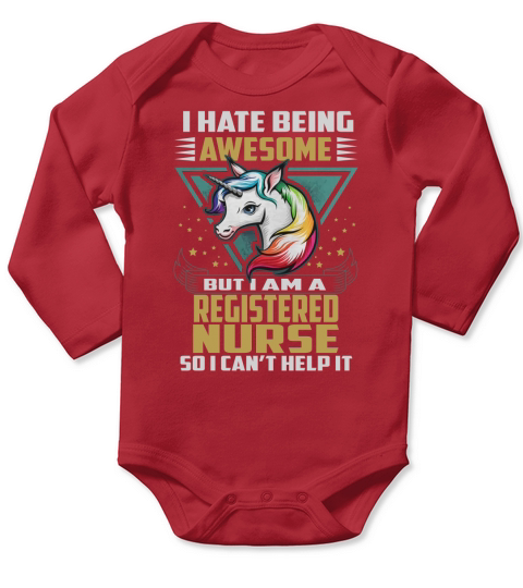 REGISTERED NURSE Job Unicorn Long Sleeve Baby One-Piece