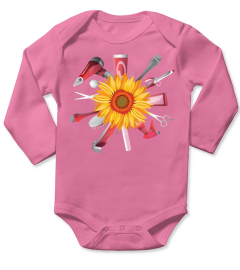 Sunflower Hairstylist Tools Funny Hairdresser Long Sleeve Baby One-Piece