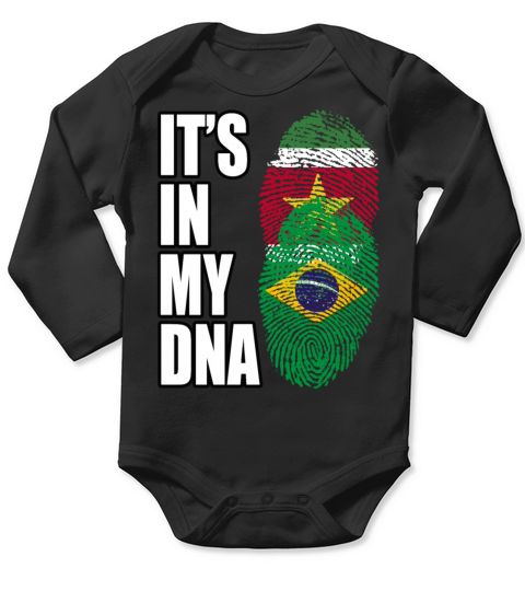 Surinamese And Brazilian Vintage Heritage DNA Flag Long Sleeve Baby One-Piece
