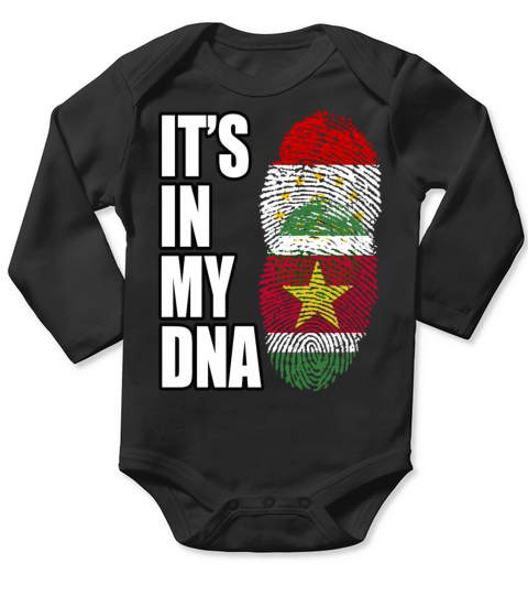 Tajikistani And Surinamese Vintage Heritage DNA Fl Long Sleeve Baby One-Piece