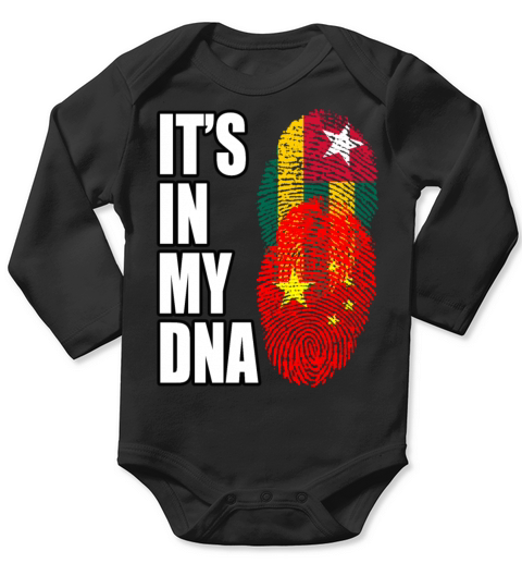 Togolese And Chinese Mix Heritage DNA Flag Long Sleeve Baby One-Piece