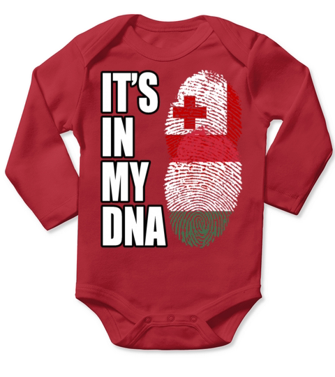 Tongan And Hungarian Mix Heritage DNA Flag Long Sleeve Baby One-Piece