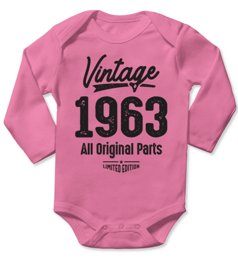 Vintage Born in 1963 - 59th Birthday Long Sleeve Baby One-Piece