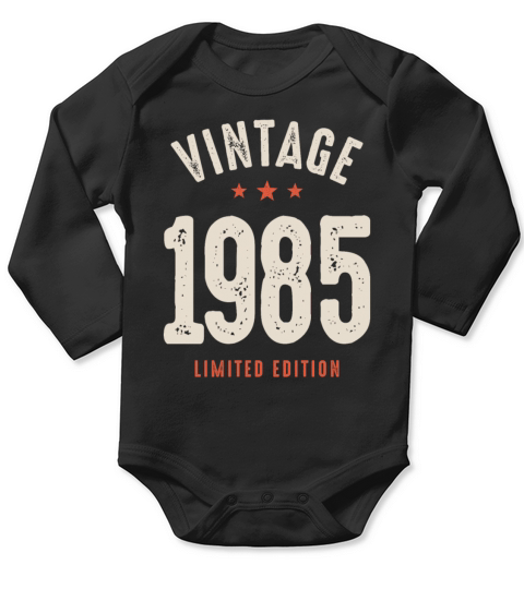Vintage Born in 1985 - 37th Birthday Retro Long Sleeve Baby One-Piece