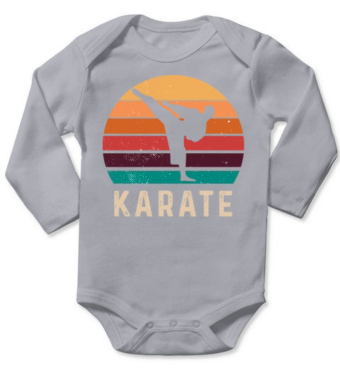 Vintage Retro Karate Long Sleeve Baby One-Piece