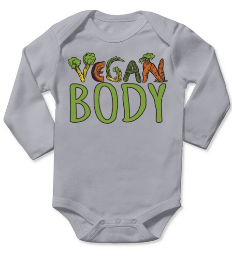 Word Vegetable Vegetarian Go Vegan Body Long Sleeve Baby One-Piece