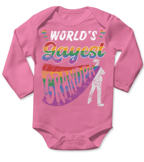 World Gayest Grandpa Gay Grandfather Dad LGBTQ Long Sleeve Baby One-Piece