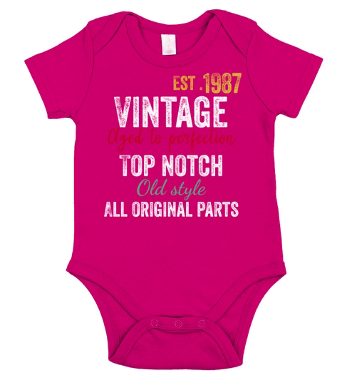 35th Birthday - Vintage 1987 Aged to Perfection Short Sleeve Baby One-Piece