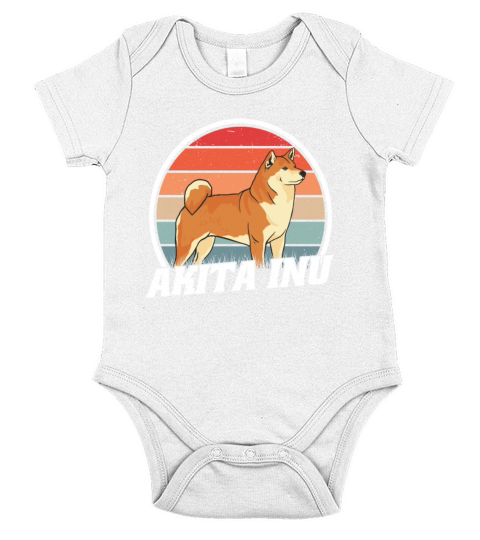 Akita Inu Retro Short Sleeve Baby One-Piece