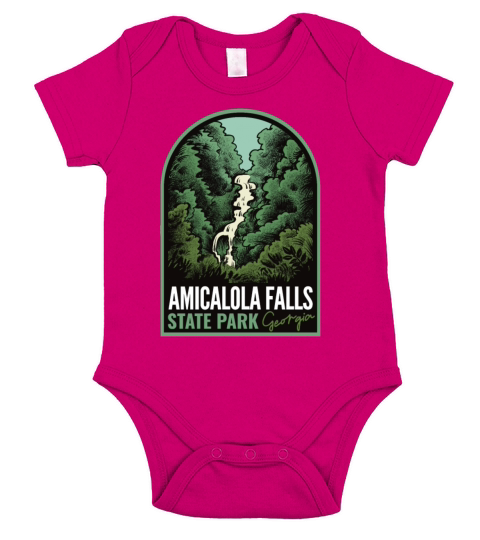 Amicalola Falls State Park Georgia Vintage Short Sleeve Baby One-Piece