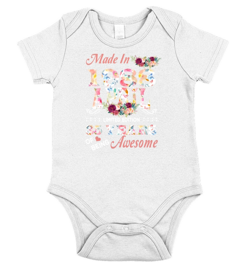 April 1988 Flower 35 Years Of Being Awesome Short Sleeve Baby One-Piece