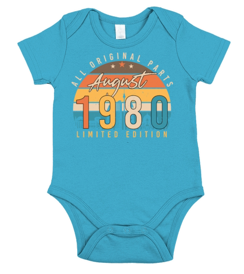 August 1980 Birthday Greeting Short Sleeve Baby One-Piece