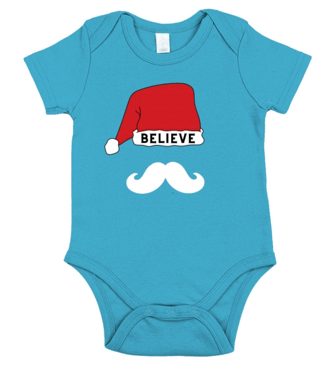 Believe Quote On Santa Hat Mustache Family Christm Short Sleeve Baby One-Piece
