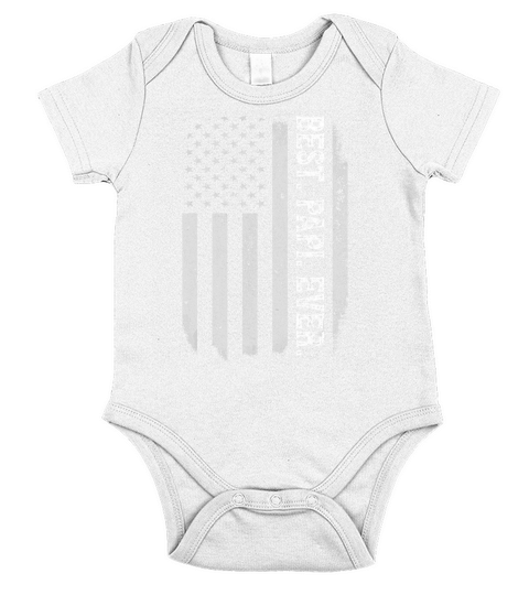 Best Papi Ever Vintage American Flag Fathers Day Gift T-Shirt Short Sleeve Baby One-Piece