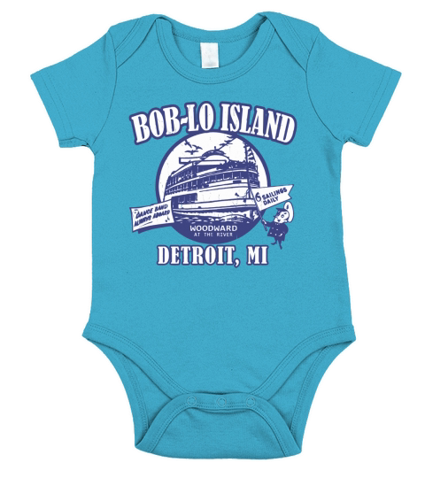 Boblo Island Detroit Mi Vintage Distressed Look Short Sleeve Baby One-Piece