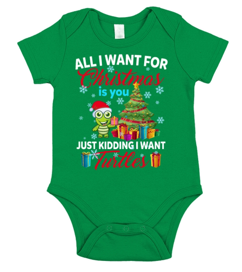 Christmas Is You Just Kidding I Want Turtles Short Sleeve Baby One-Piece
