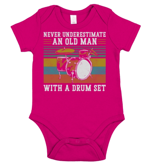Drummer Drum Set Vintage Retro Short Sleeve Baby One-Piece