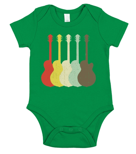 Electric Guitar Retro Vintage Guitarist tshirt Short Sleeve Baby One-Piece