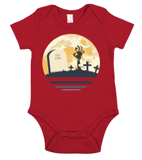 LISA Grave Tombstone Halloween Zombie Spooky Short Sleeve Baby One-Piece
