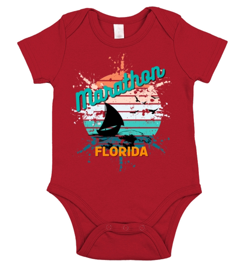 Marathon Florida Retro Vintage Exploding Sunset Short Sleeve Baby One-Piece