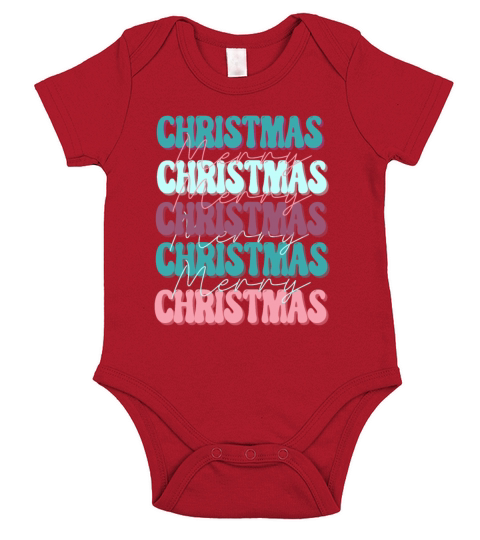 Merry Christmas Groovy Retro Vintage Short Sleeve Baby One-Piece