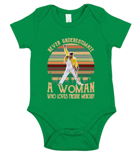 Never Underestimate A Woman Who Loves Freddie Mercury sunset Short Sleeve Baby One-Piece