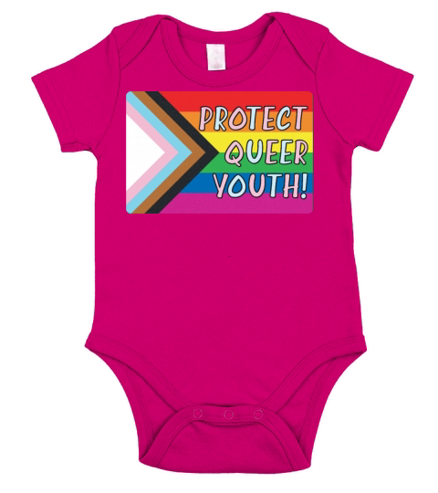 Protect Queer Youth Progress Pride Flag Short Sleeve Baby One-Piece