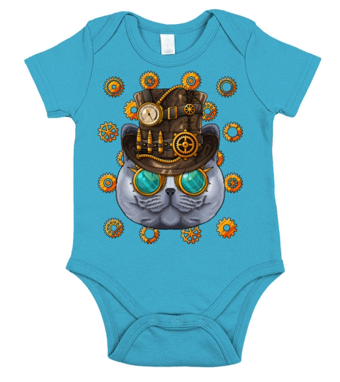 Steampunk British Shorthair Medieval Victorian Ste Short Sleeve Baby One-Piece