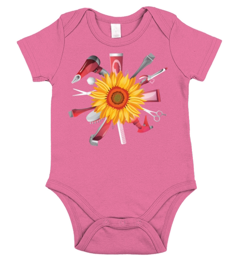 Sunflower Hairstylist Tools Funny Hairdresser Short Sleeve Baby One-Piece