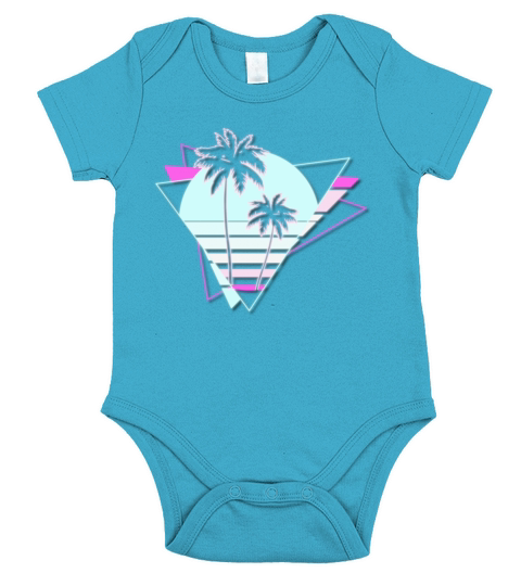 Synthwave Inspired Retro 80s Vaporwave Palm Tree Short Sleeve Baby One-Piece