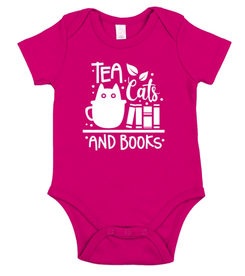 Tea Cats And Books Vintage Short Sleeve Baby One-Piece