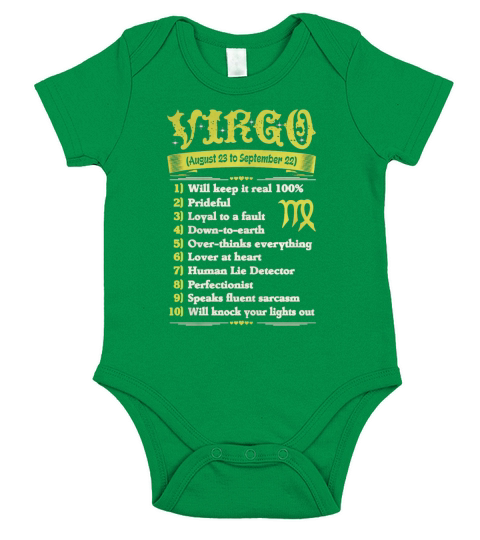 Top Ten Signs To Spot True Virgo Zodiac Tshirt T-Shirt Short Sleeve Baby One-Piece