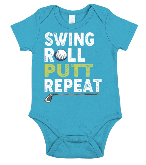 Vintage Golfer Shirt Swing Roll Putt Repeat Funny Short Sleeve Baby One-Piece