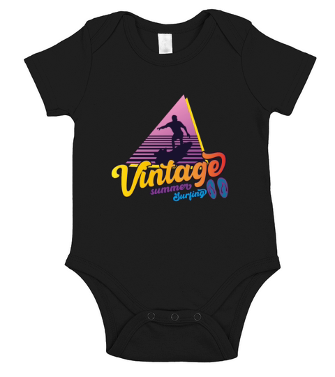 Vintage Summer Surfing Short Sleeve Baby One-Piece