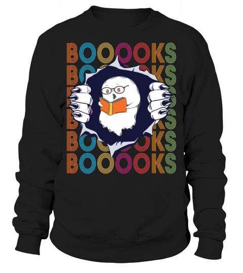 Booooks Kid Funny Ghost Reading Halloween Books Sweatshirt Unisex