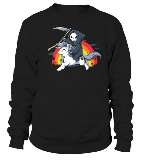 Death Is Magic - Unicorn Grim Reaper Rainbow Sweatshirt Unisex
