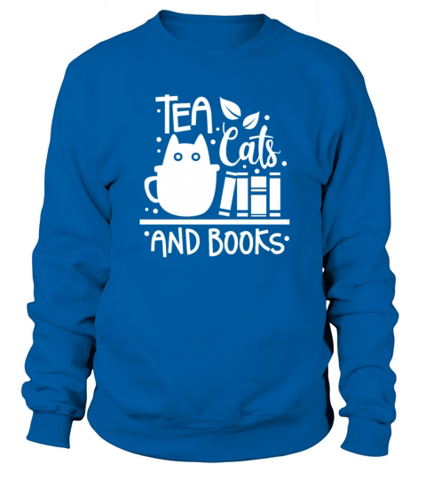 Tea Cats And Books Vintage Sweatshirt Unisex