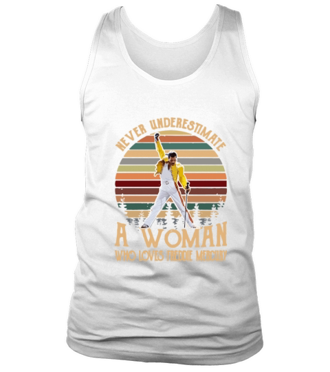 Never Underestimate A Woman Who Loves Freddie Mercury sunset Tank Top Unisex
