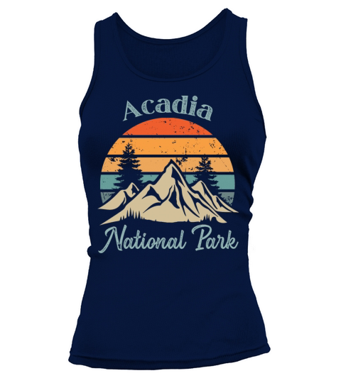 Acadia National Park Retro Vintage Mountain Sunset Tank top Woman