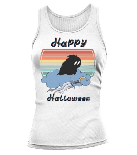 Happy Halloween Funny Ghost Retro Sunset Tank top Woman
