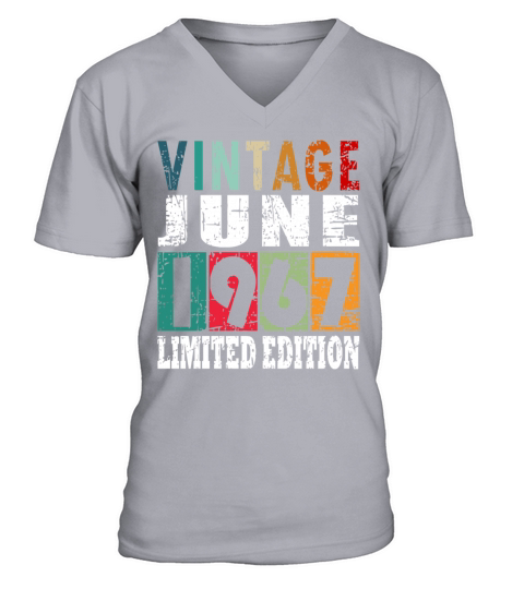 1967 vintage born in June gift V-Neck T-shirt