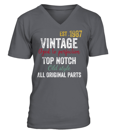 35th Birthday - Vintage 1987 Aged to Perfection V-Neck T-shirt