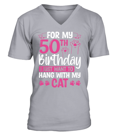 50 Year Old Cat Mom my Cat Dad Kitty 50th Birthday V-Neck T-shirt