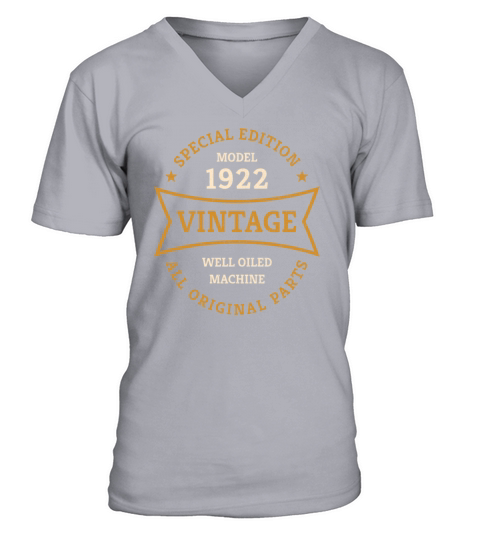 Born 1922 Vintage 100 Year Old 100th Birthday Gift V-Neck T-shirt