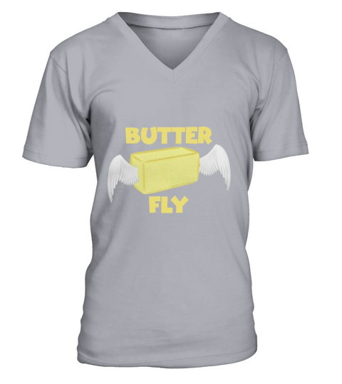 Butter Fly Stick of Butter with Wings Butter Fly Pun TShirt V-Neck T-shirt