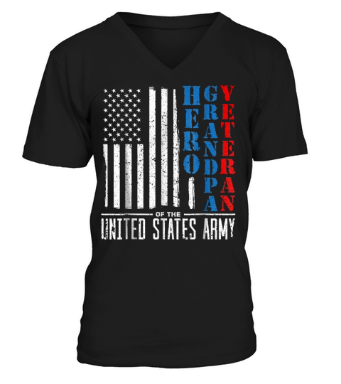 Hero Grandpa Veteran USA Flag Veterans Day Gift Shirt V-Neck T-shirt
