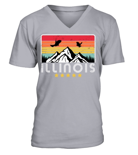 Illinois Retro Vintage IL USA V-Neck T-shirt