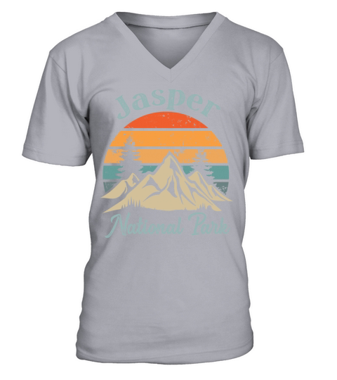 Jasoer National Park Retro Vintage Mountain Sunset V-Neck T-shirt