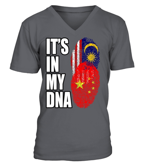 Malaysian And Chinese Mix Heritage DNA Flag V-Neck T-shirt