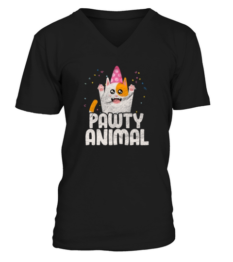 Pawty Animal Cat Vintage V-Neck T-shirt